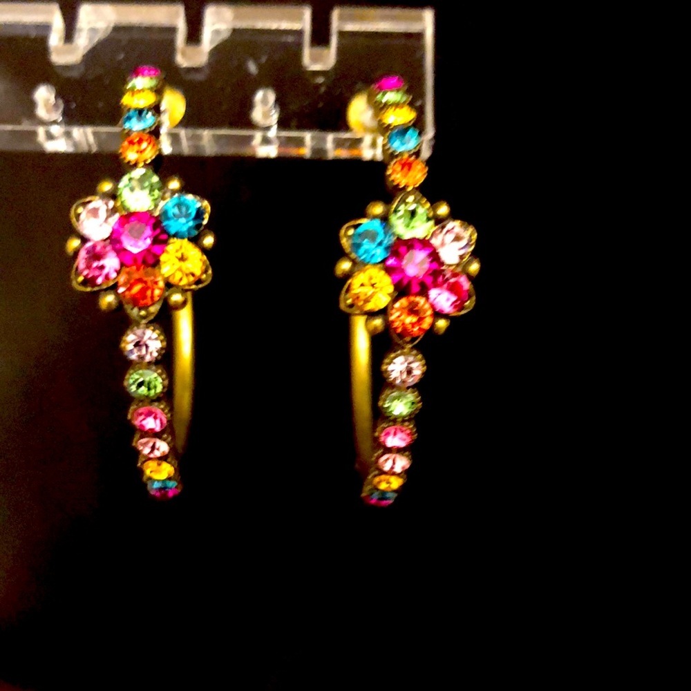 EUC Michal Negrin Multi-color Crystal hoops